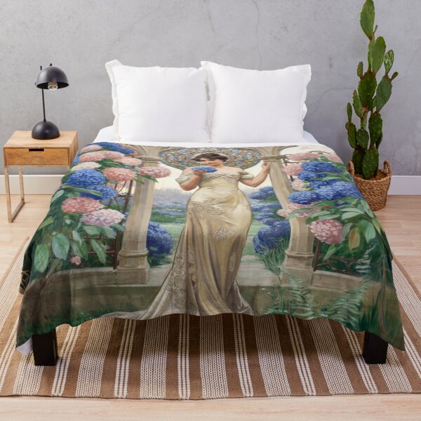 Item preview, Hydrangea Elegance – Mucha Inspired Art Nouveau Woman & Floral Garden Wall Art designed and sold by Tamas Das.