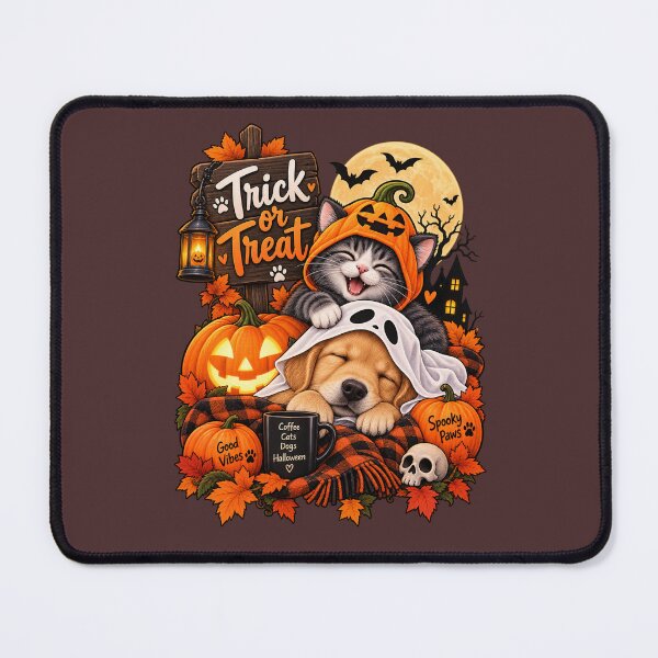 Item preview, Halloween Cat and Dog – Trick or Treat Cozy Spooky Pals designed and sold by Zaveroa.