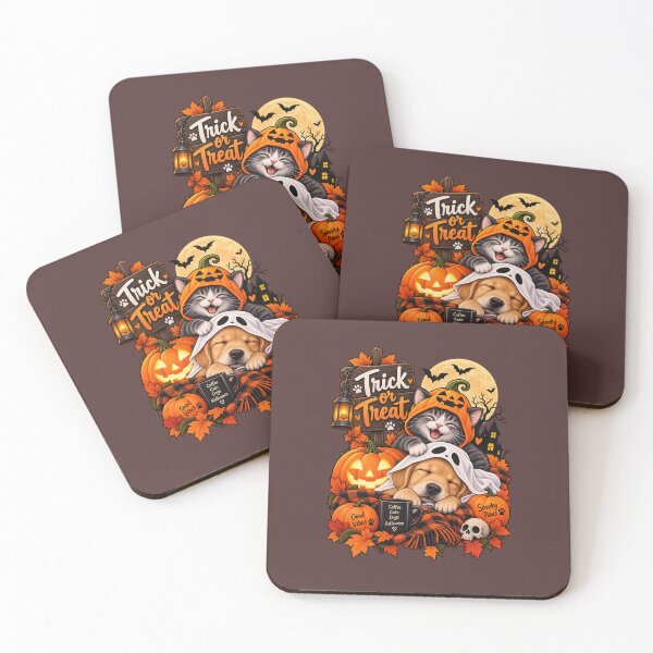 Item preview, Halloween Cat and Dog – Trick or Treat Cozy Spooky Pals designed and sold by Zaveroa.