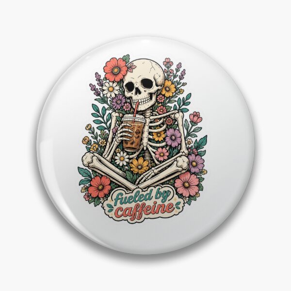Item preview, Fueled By Caffeine Skeleton Floral Coffee Lover Gift designed and sold by AVCART.