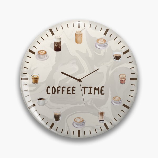 Item preview, Watercolor Coffee Time Clock Marble Aesthetic Decor designed and sold by HBBS DESIGNS.