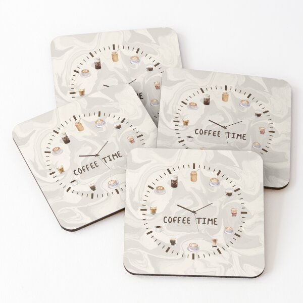 Item preview, Watercolor Coffee Time Clock Marble Aesthetic Decor designed and sold by HBBS DESIGNS.