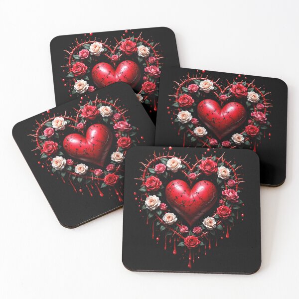 Item preview, Gothic Bleeding Heart in Barbed Wire with Roses | Dark Romance Art  designed and sold by MaciejRudzinsky.