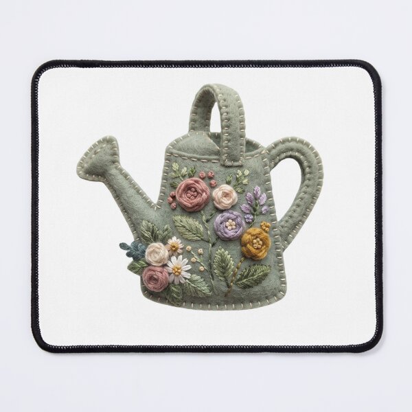 Item preview, Vintage Floral Watering Can Embroidered Garden Art designed and sold by Tamanna Jahan.
