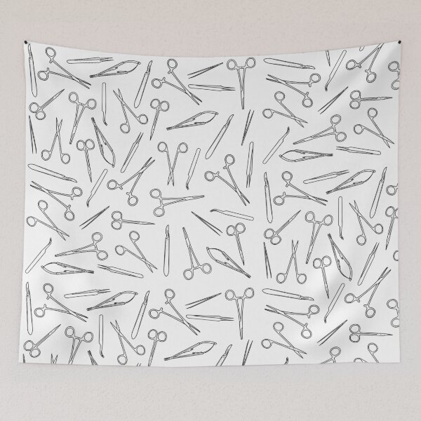 Item preview, Black Surgical Tools Pattern designed and sold by emmacatwheels.