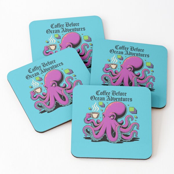 Item preview, Coffee Before Ocean Adventures Octopus T‑Shirt & Sticker – Funny Marine Life  designed and sold by ZyxDes.