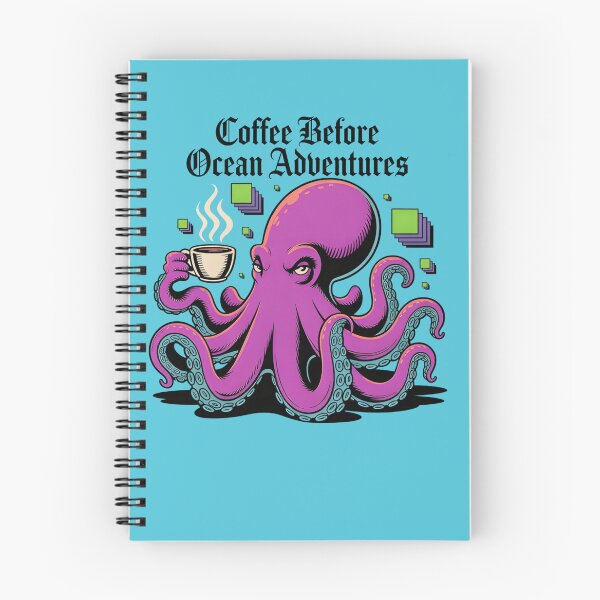Item preview, Coffee Before Ocean Adventures Octopus T‑Shirt & Sticker – Funny Marine Life  designed and sold by ZyxDes.
