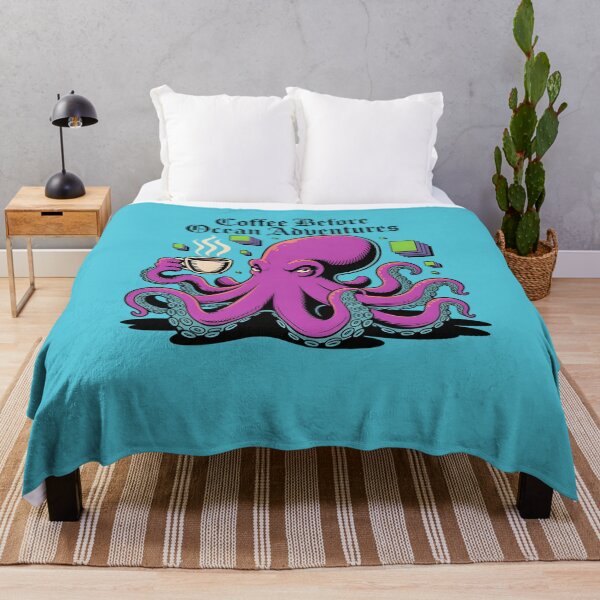 Item preview, Coffee Before Ocean Adventures Octopus T‑Shirt & Sticker – Funny Marine Life designed and sold by ZyxDes.