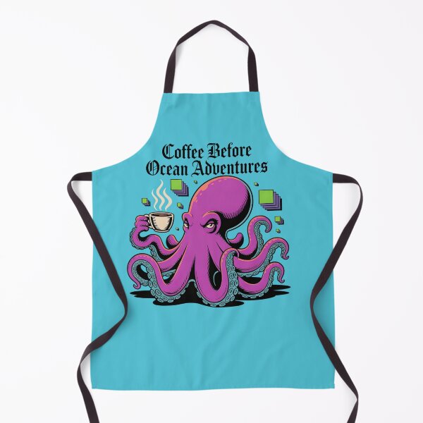 Item preview, Coffee Before Ocean Adventures Octopus T‑Shirt & Sticker – Funny Marine Life  designed and sold by ZyxDes.