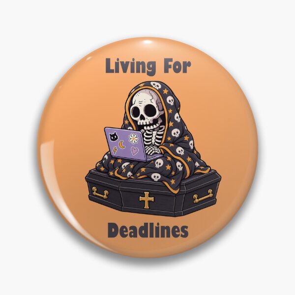 Item preview, Living For Deadlines Funny Skeleton Coffin Laptop designed and sold by littlepiptales.