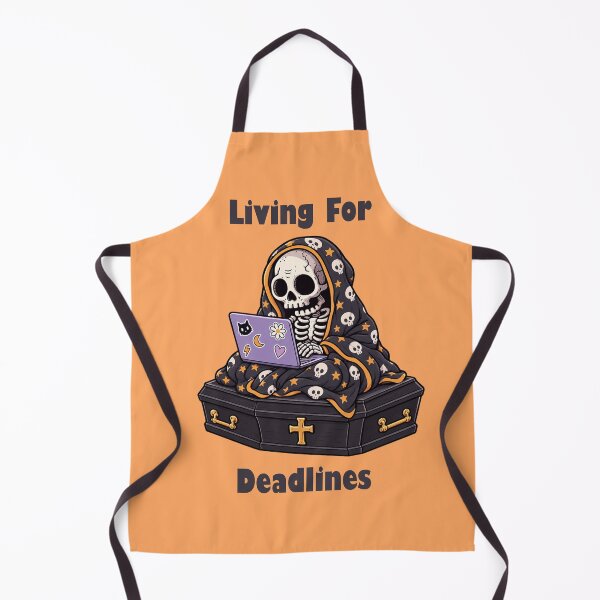 Item preview, Living For Deadlines Funny Skeleton Coffin Laptop designed and sold by littlepiptales.