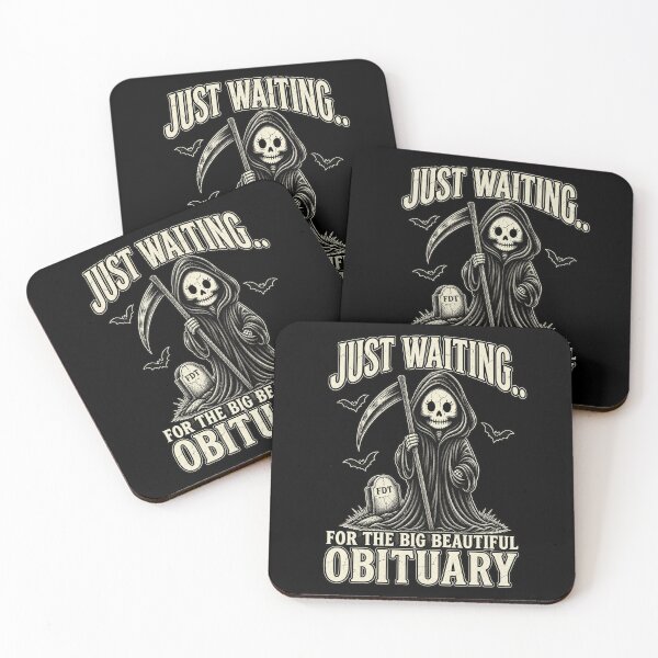 Item preview, Just Waiting For The Obituary Cute Grim Reaper Funny Dark Humor Design designed and sold by QLShop.