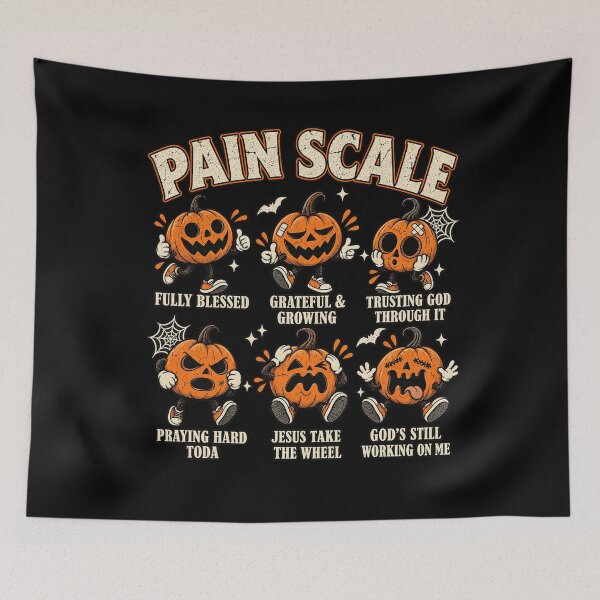 Item preview, Pumpkin Pain Scale Christian Faith Fall Funny Cute Halloween Design designed and sold by QLShop.