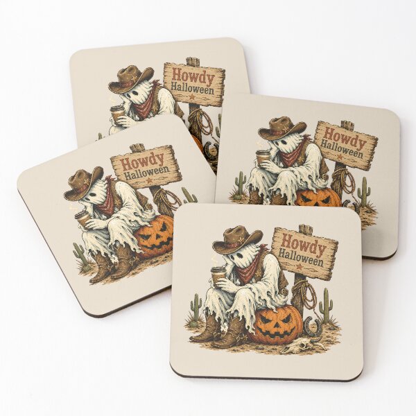 Item preview, Howdy Halloween Western Coffee Ghost Cowboy designed and sold by MythicCotton.