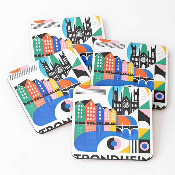 Item preview, Colorful geometric travel poster depicting Trondheim, Norway, wi designed and sold by ckybe.