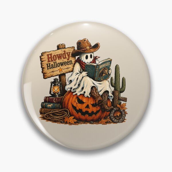 Item preview, Howdy Halloween Western Reading Ghost Bookworm designed and sold by MythicCotton.