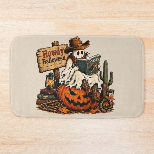 Item preview, Howdy Halloween Western Reading Ghost Bookworm designed and sold by MythicCotton.