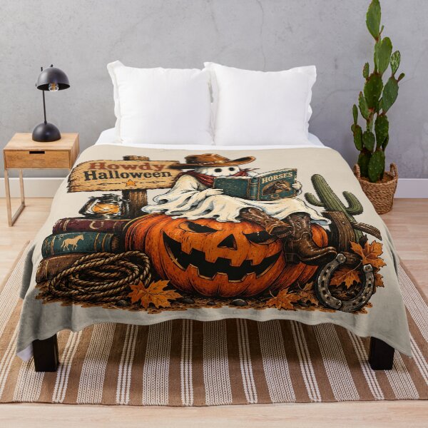 Item preview, Howdy Halloween Western Reading Ghost Bookworm designed and sold by MythicCotton.