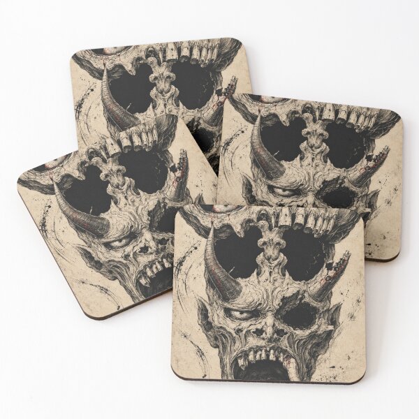 Item preview, Nested Horned Skulls in Gothic Japanese Ink designed and sold by MouradStudio.
