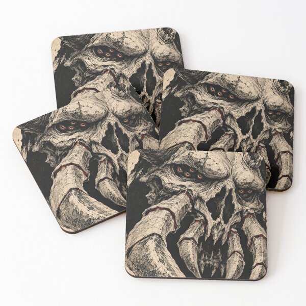 Item preview, Many-Eyed Horned Skull in Gothic Japanese Ink designed and sold by MouradStudio.