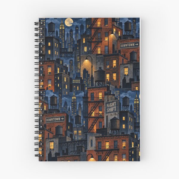 Item preview, Vintage Night City Skyline Brick Building Seamless Pattern designed and sold by SayMaria.