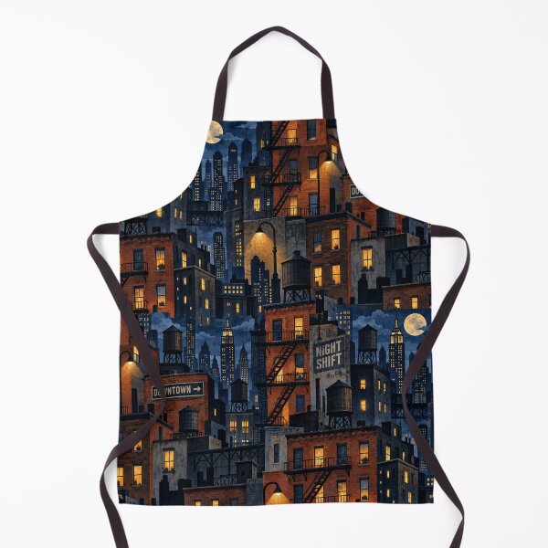 Item preview, Vintage Night City Skyline Brick Building Seamless Pattern designed and sold by SayMaria.