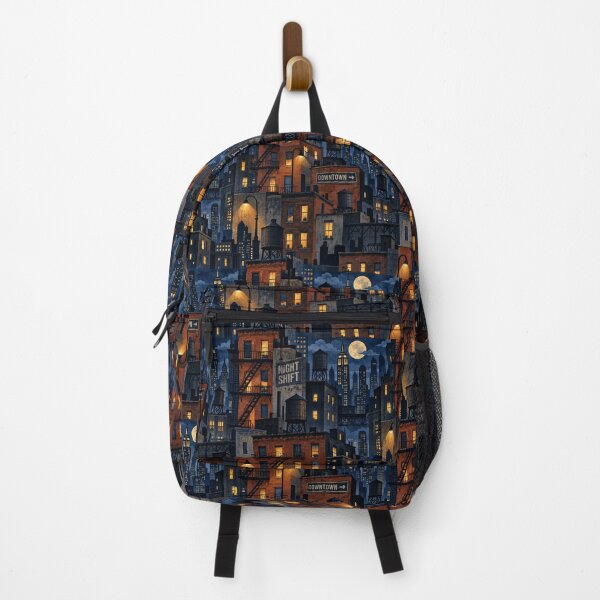 Item preview, Vintage Night City Skyline Brick Building Seamless Pattern designed and sold by SayMaria.