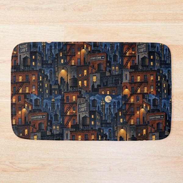 Item preview, Vintage Night City Skyline Brick Building Seamless Pattern designed and sold by SayMaria.