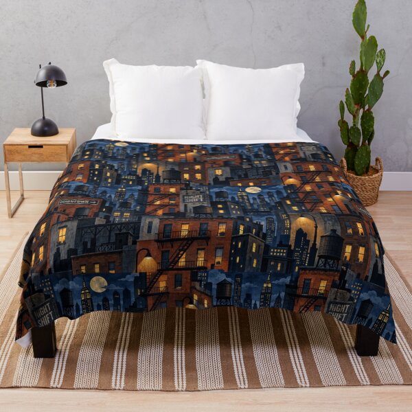 Item preview, Vintage Night City Skyline Brick Building Seamless Pattern designed and sold by SayMaria.