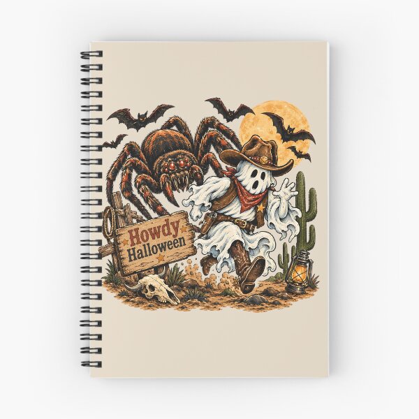 Item preview, Halloween Western Ghost Cowboy Running From Giant Spider designed and sold by MythicCotton.
