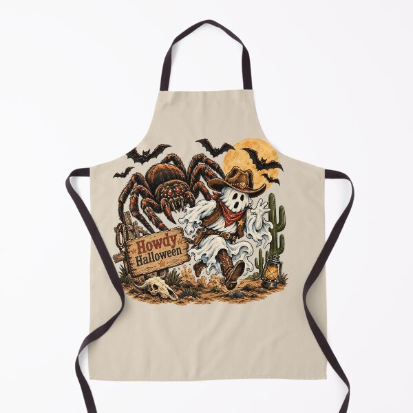 Item preview, Halloween Western Ghost Cowboy Running From Giant Spider designed and sold by MythicCotton.