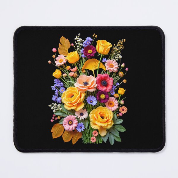 Item preview, Vibrant Autumn Floral Symphony on Deep Black designed and sold by MaciejRudzinsky.