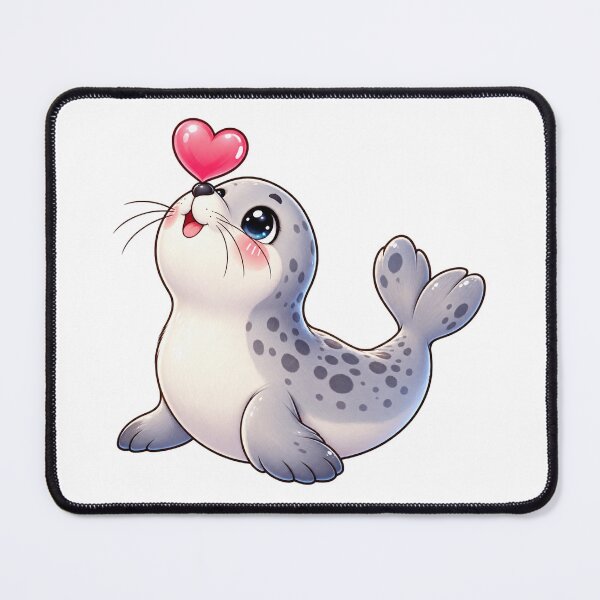 Item preview, Cute Spotted Seal with Pink Heart – Kawaii Love Design designed and sold by CreativeCharmCo.