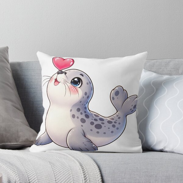 Item preview, Cute Spotted Seal with Pink Heart – Kawaii Love Design designed and sold by CreativeCharmCo.