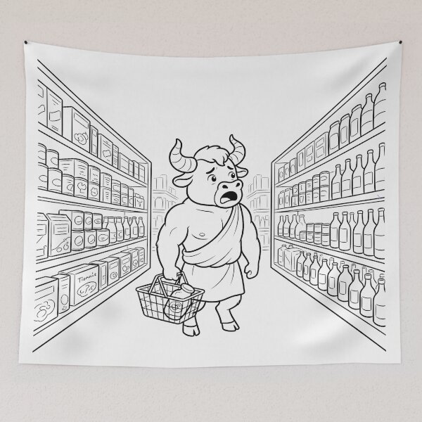 Item preview, Minotaur in the Supermarket Funny Greek Mythology designed and sold by MythoWorldddd.