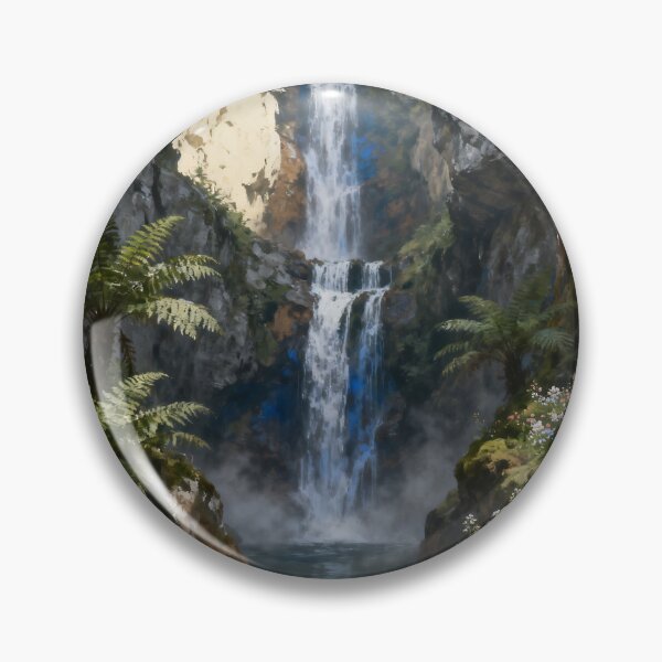 Item preview, Majestic Forest Waterfall Landscape Artwork designed and sold by stylishdzign.