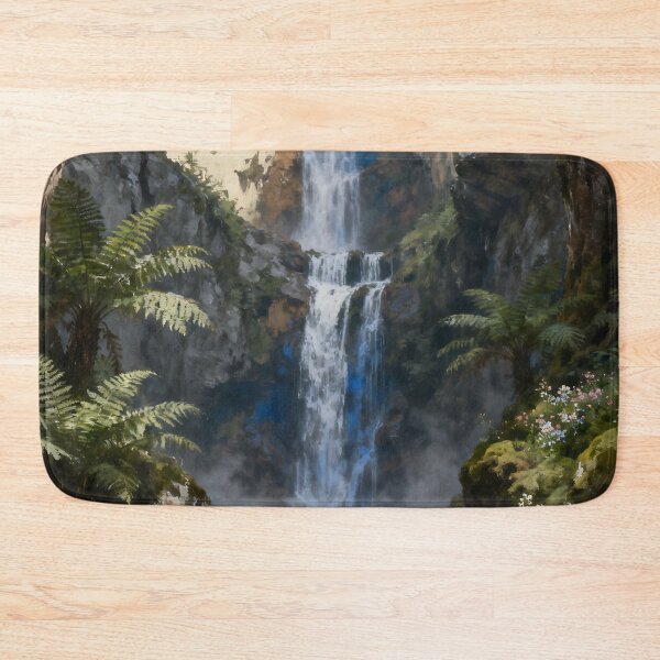 Item preview, Majestic Forest Waterfall Landscape Artwork designed and sold by stylishdzign.