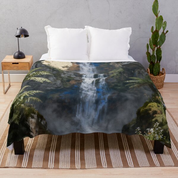Item preview, Majestic Forest Waterfall Landscape Artwork designed and sold by stylishdzign.