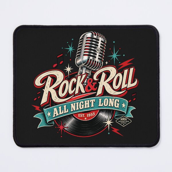 Item preview, Rock & Roll All Night Long – 1950s Rockabilly Art designed and sold by Normandy Road Heritage™ - Vintage Garage Art.