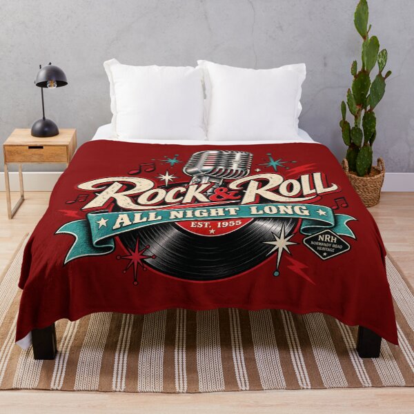 Item preview, Rock & Roll All Night Long – 1950s Rockabilly Art designed and sold by Normandy Road Heritage™ - Vintage Garage Art.