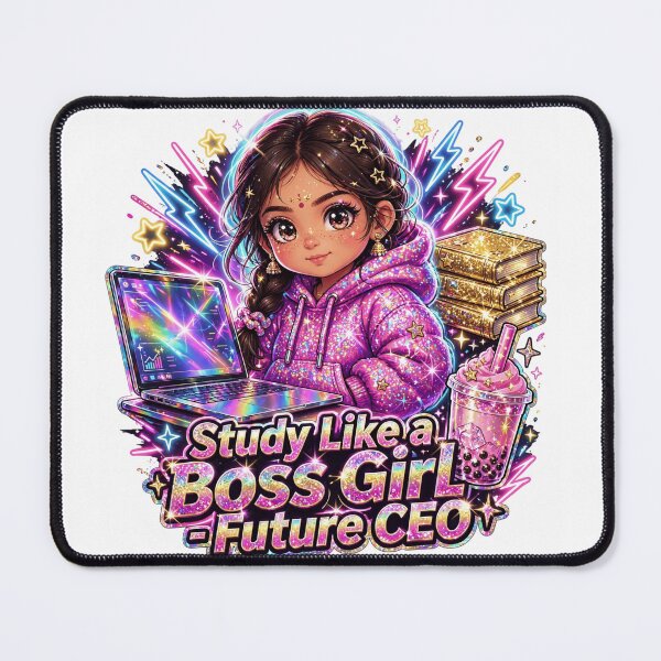 Item preview, Study Like a Boss Girl Future CEO - Cute Indian Boss Girl Study Laptop Boba Tea designed and sold by prithvi chand.