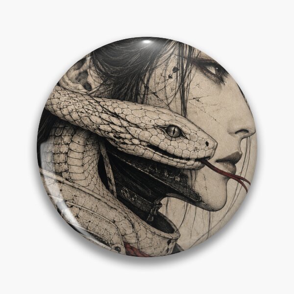 Item preview, Serpent Samurai Woman in Gothic Japanese Ink Style designed and sold by MouradStudio.