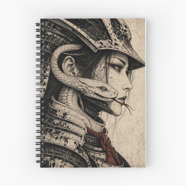 Item preview, Serpent Samurai Woman in Gothic Japanese Ink Style designed and sold by MouradStudio.