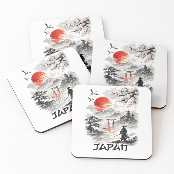 Item preview, Japanese Sumi-E Samurai Sunset Landscape Design designed and sold by CreativeNest Prints.
