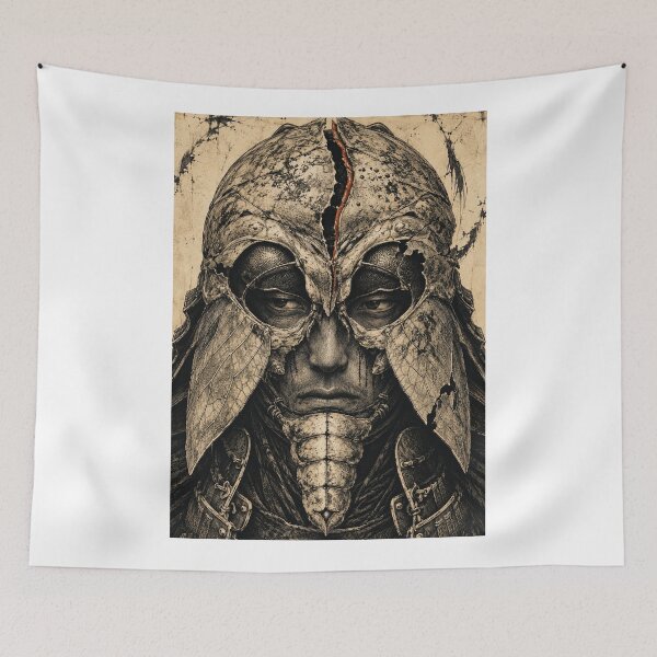 Item preview, Cracked Insect Samurai Mask in Gothic Ink designed and sold by MouradStudio.