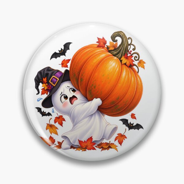 Item preview, Funny Halloween Ghost – Too Big Pumpkin designed and sold by Clothes With Smiling Animals Walt Gral.