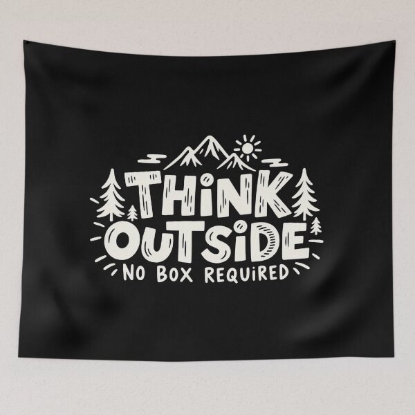 Item preview, Think Outside No Box Required Outdoor Adventure Typography designed and sold by DesignArtist.ia.