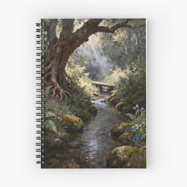 Item preview, Tranquil Forest Stream Woodland Landscape designed and sold by stylishdzign.