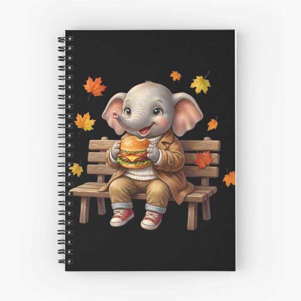 Item preview, Cute Elephant Eating Hamburger Autumn Bench Park designed and sold by BonnieGlam13.