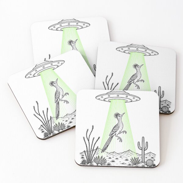 Item preview, Roadrunner and UFO Alien Abduction Desert Science Humor designed and sold by WILLIAMS-BR.